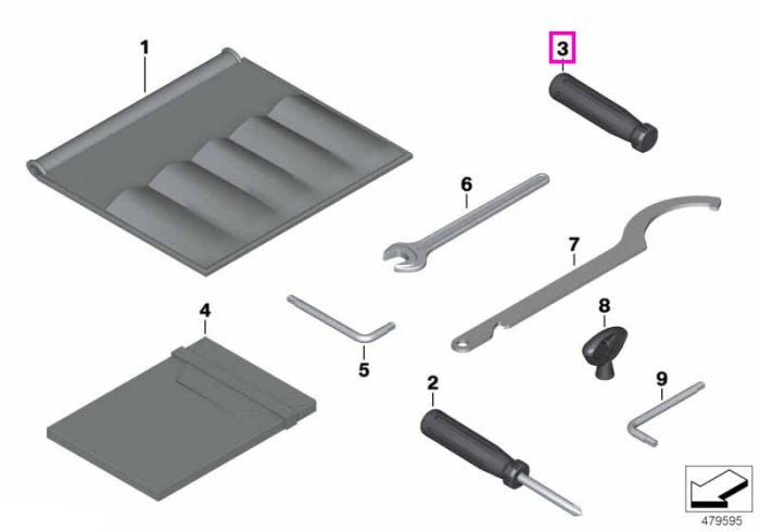 Maner surubelnita, trusa de scule de bord - BMW Motorrad K21, K22, K23, K32, K33, K34, K50, K51, K52, K53, K54