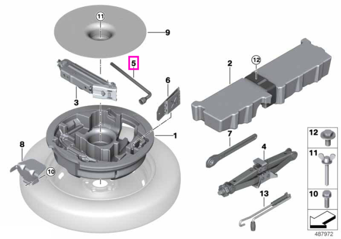 Cheie tubulara pentru piulite roata - BMW Seria 1, Seria 2, X1, X2 - Mini F55, F56, F57, F60, R50, R52, R53, R55, R56, R57, R58, R59, R60, R61, U25