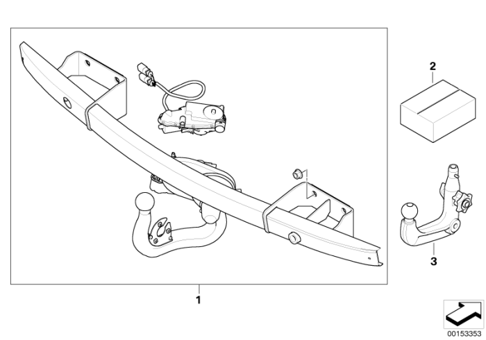 Carlig remorcare rabatant electric - BMW Seria 3 E90, E91