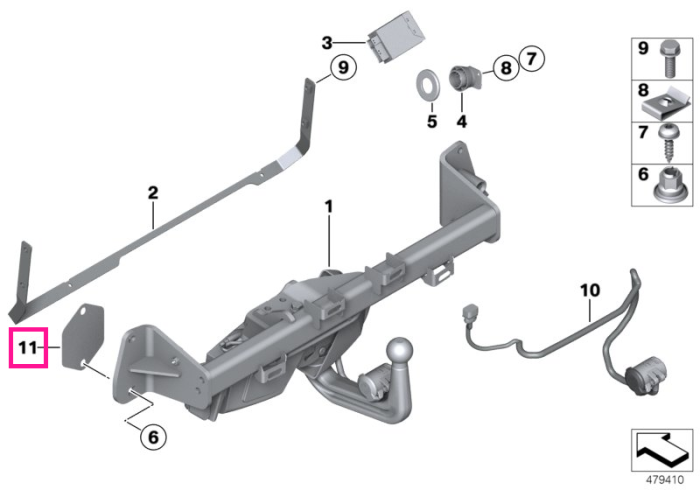 Placa intermediara cuplare sistem remorcare - BMW Seria 3 F30 F31 F34, Seria 4 F32 F33 F36