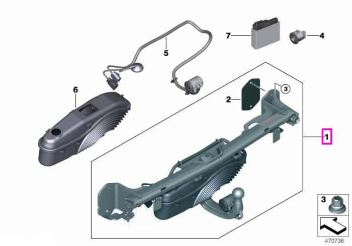 Carlig de remorcare cu pivotare electrica - BMW Seria 3 G30 G31 F90 M5