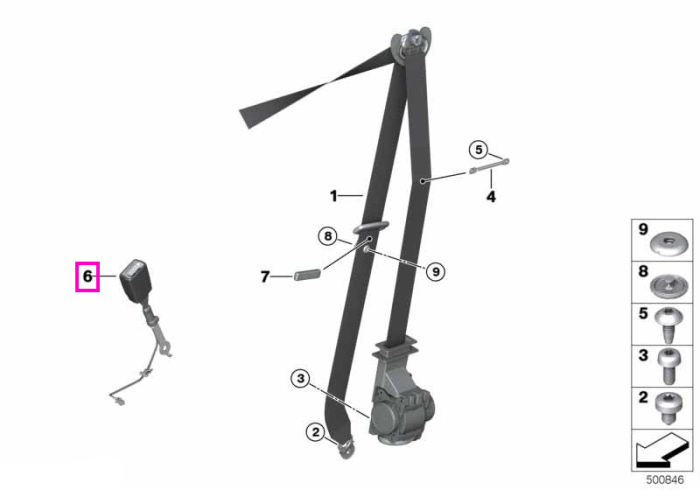 Catarama centura siguranta fata, neagra - BMW Seria 3 G20 G21 G28 G80 G81 M3, Seria 5 F90 M5, Seria 8 G14 G15 G16 F91 F92 F93 M8, i3L G28, iX3 G08, X3 G01 G08 M F97, X4 G02 M F98