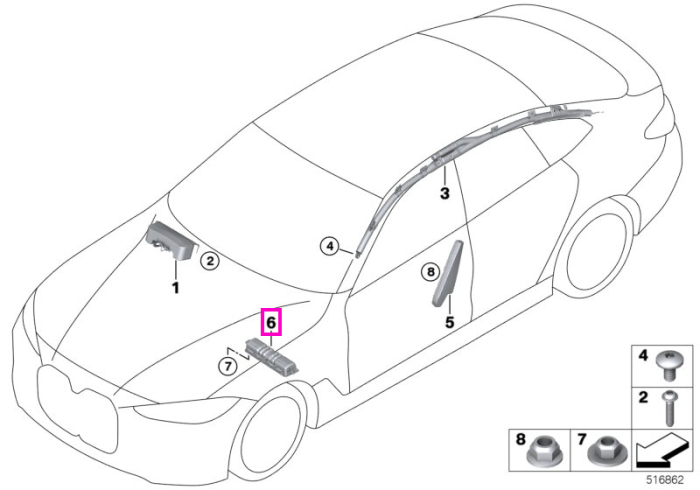 Modul airbag genunchi sofer (stanga), US - BMW Seria 3 G20 G21 G80 G81 M3, Seria 4 G22 G23 G26 G82 G83 M4, i4 G26