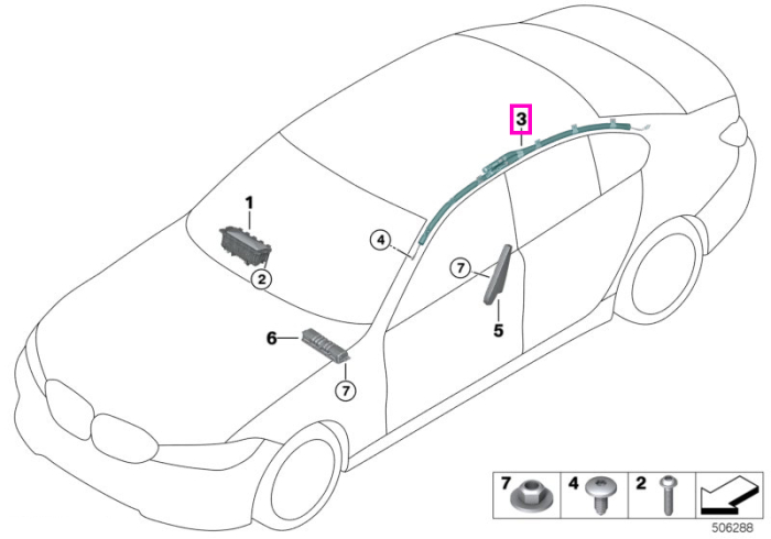 Cortina airbag, stanga - BMW Seria 3 G20 - versiuni SUA