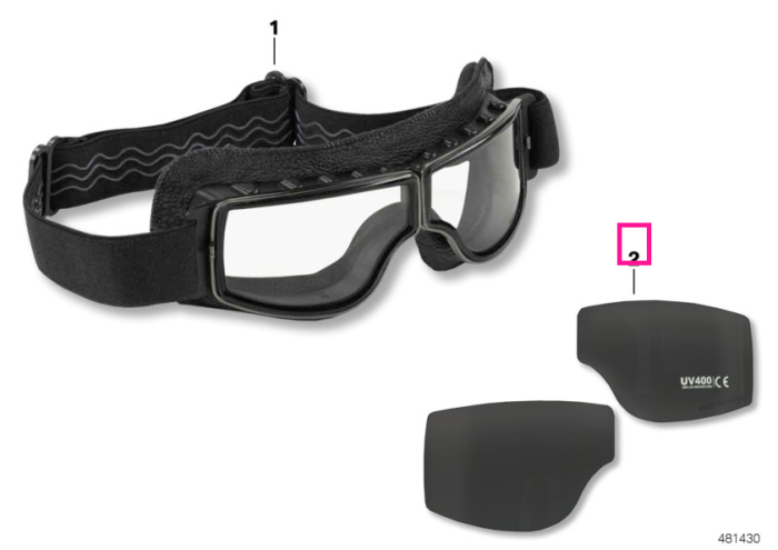 Lentile de schimb pentru ochelari moto Road 66, transparente, protectie UV400, pereche - BMW Motorrad