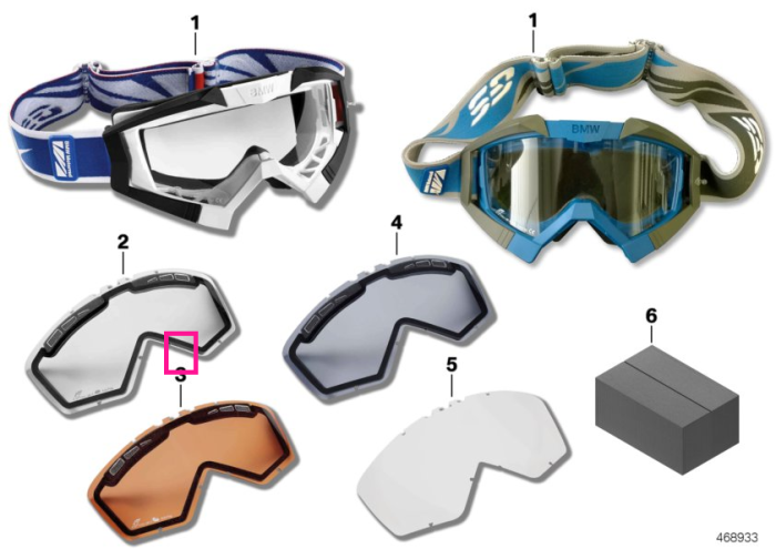 Lentila de schimb pentru ochelari moto enduro GS, portocalie, dubla, anti-aburire - BMW Motorrad