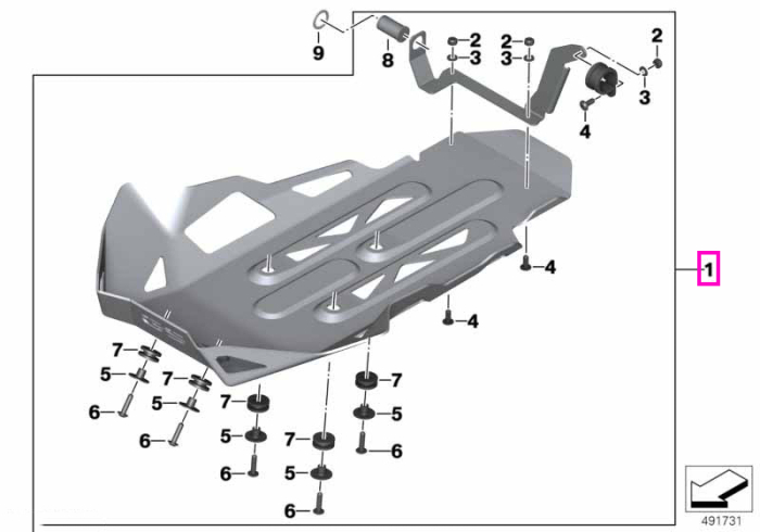 Scut motor enduro aluminiu, negru - BMW Motorrad K50 (R 1200 GS, R 1250 GS), K51 (R 1200 GS Adv., R 1250 GS Adv.) - tip motor A74