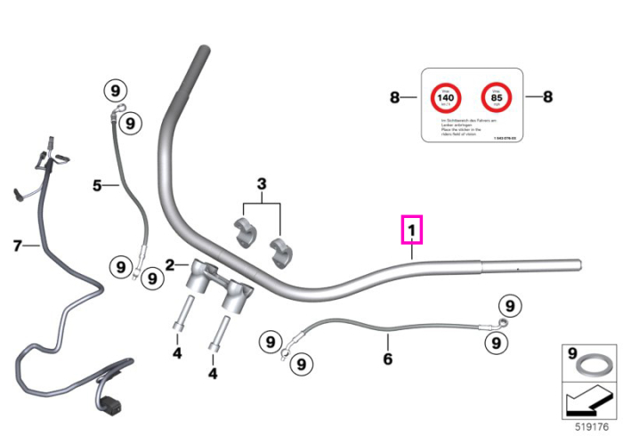 Ghidon Beach Bar, cromat - BMW Motorrad K34 (R 18, R 18 Classic) - tip motor A70