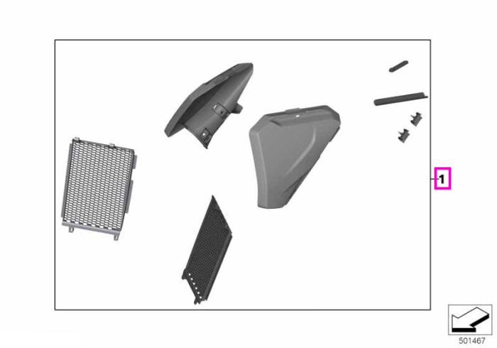 Set protectie impotriva stropilor si pietrelor, radiator si cadru spate - BMW Motorrad K50 (R 1200 GS, R 1250 GS), K51 (R 1250 GS Adv.) - tip motor A74