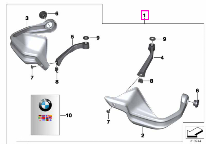 Set aparatori de mana - BMW Motorrad K50 (R 1200 GS, R 1250 GS) - tip motor A74