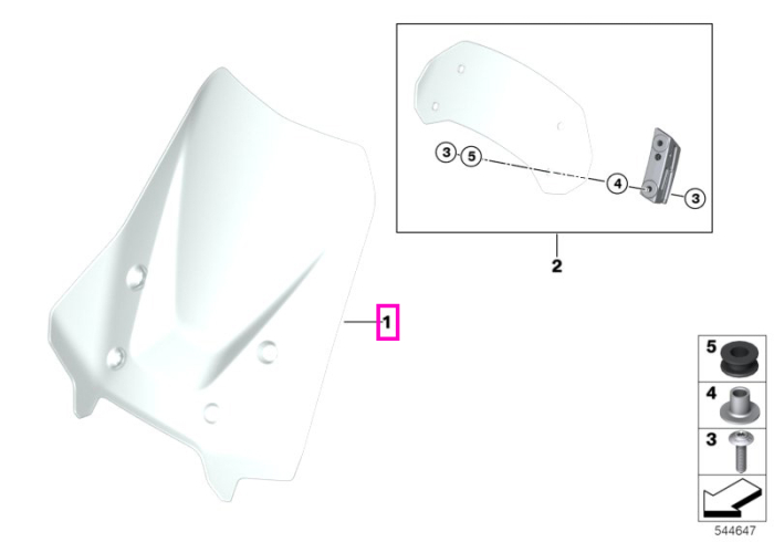 Parbriz inalt, fumuriu - BMW Motorrad KA2 (R 1300 GS Adventure) - tip motor A75