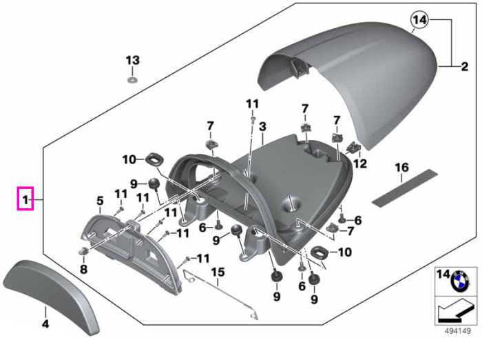 Capac monopost din aluminiu, lustruit manual - BMW Motorrad K21 (R nineT), K22 (R nineT Pure), K32 (R nineT Racer)
