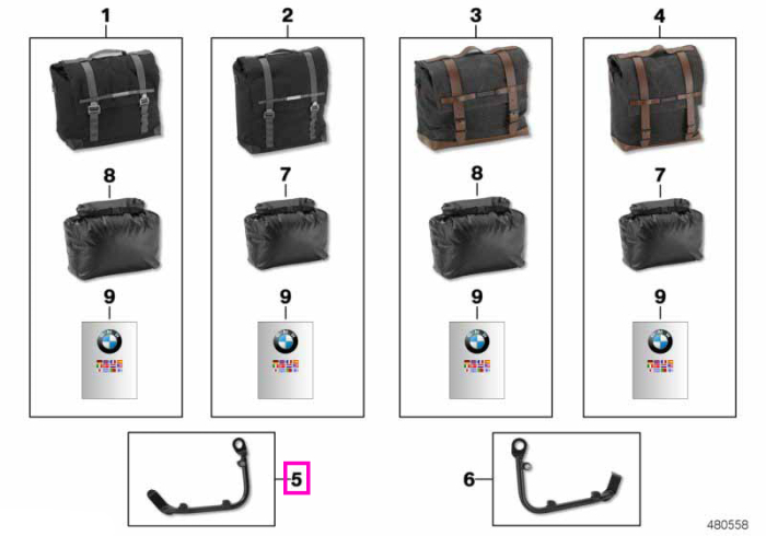 Suport geanta laterala, dreapta - BMW Motorrad K21 (R nineT), K22 (R nineT Pure), K23 (R nineT Scrambler), K32 (R nineT Racer), K33 (R nineT Urban G/S)