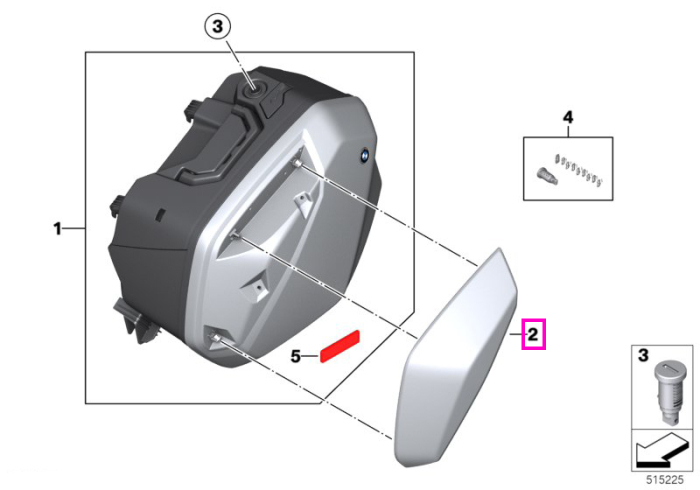 Ornament capac valiza laterala dreapta, Black Storm metalizat - BMW Motorrad K69 (S 1000 XR) - tip motor A67