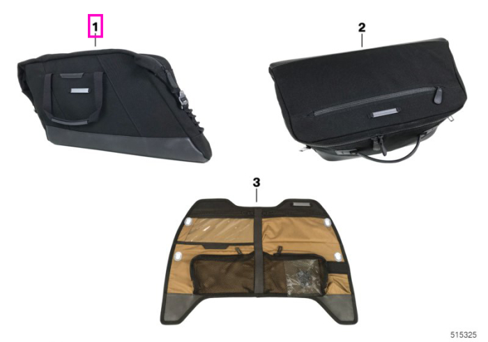 Geanta interioara valiza laterala, piele si material textil, neagra - BMW Motorrad K34 (R 18, R 18 Classic, R 18 Roctane), K35 (R 18 B, R 18 Transcontinental) - tip motor A70