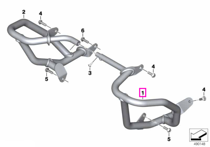 Bara protectie motor, stanga, otel inoxidabil - BMW Motorrad K80 (F 750 GS, F 800 GS), K81 (F 850 GS, F 900 GS)