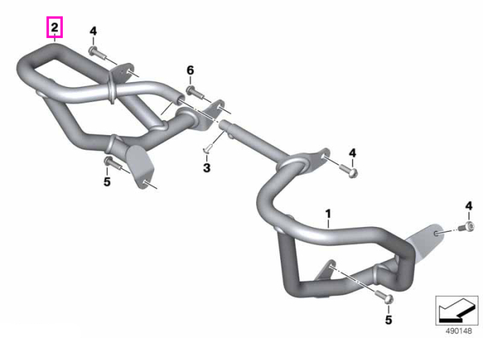 Bara protectie motor, dreapta, otel inoxidabil - BMW Motorrad K80 (F 750 GS, F 800 GS), K81 (F 850 GS, F 900 GS)