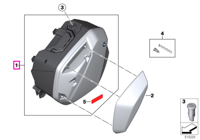 Valiza laterala touring stanga, carcasa rigida, capacitate aproximativ 30 litri, cu inchidere cu cheie, negru - BMW Motorrad K69 (S 1000 XR) - tip motor A67
