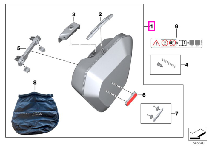 Valiza soft laterala dreapta, 20l, poliester - BMW Motorrad K83 (F 900 R), K84 (F 900 XR) - tip motor A24