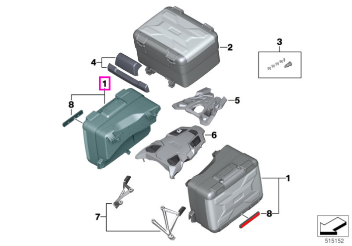  Cutie laterala transport tip valiza VARIO, dreapta - BMW Motorrad K50 (R 1200 GS, R 1250 GS), K51 (R 1200 GS Adv., R 1250 GS Adv.)	