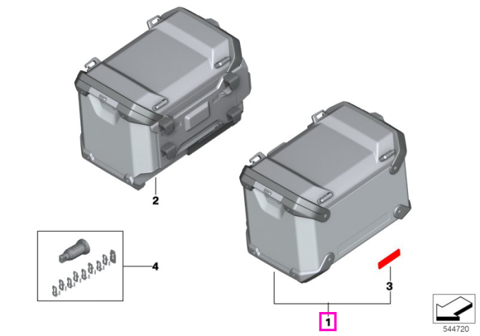 Valiza laterala aluminiu, stanga - BMW Motorrad KA1 (R 1300 GS), KA2 (R 1300 GS Adventure)