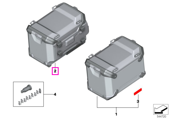 Valiza laterala aluminiu, dreapta - BMW Motorrad KA1 (R 1300 GS), KA2 (R 1300 GS Adventure)