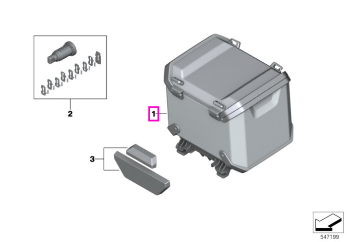 Topcase aluminiu, argintiu - BMW Motorrad KA1 (R 1300 GS), KA2 (R 1300 GS Adventure) - tip motor A75