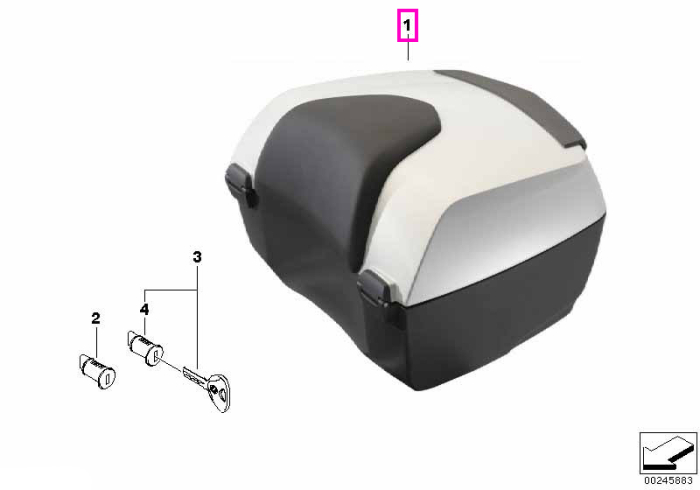 Topcase, argintiu metalizat - BMW Motorrad K48 (K 1600 GT, K 1600 GTL) - tip motor 6-Zyl