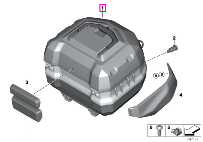 Topcase 43.5 l, negru - BMW Motorrad K08 (C 400 GT), K09 (C 400 X) - tip motor A85