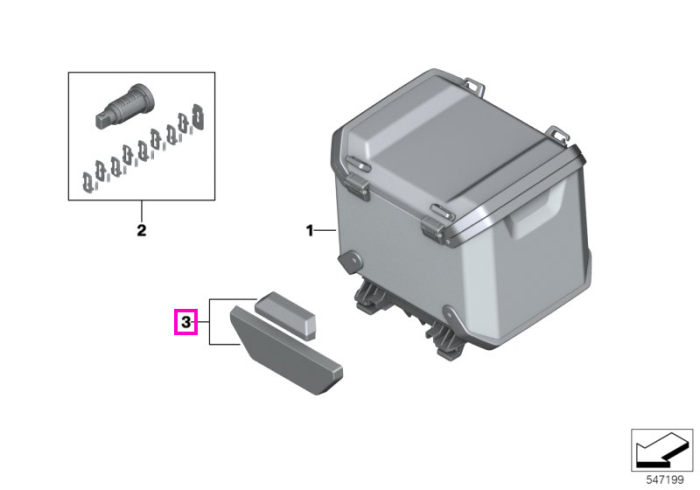Perna spatar topcase din aluminiu - BMW Motorrad KA1 (R 1300 GS), KA2 (R 1300 GS Adventure) - tip motor A75