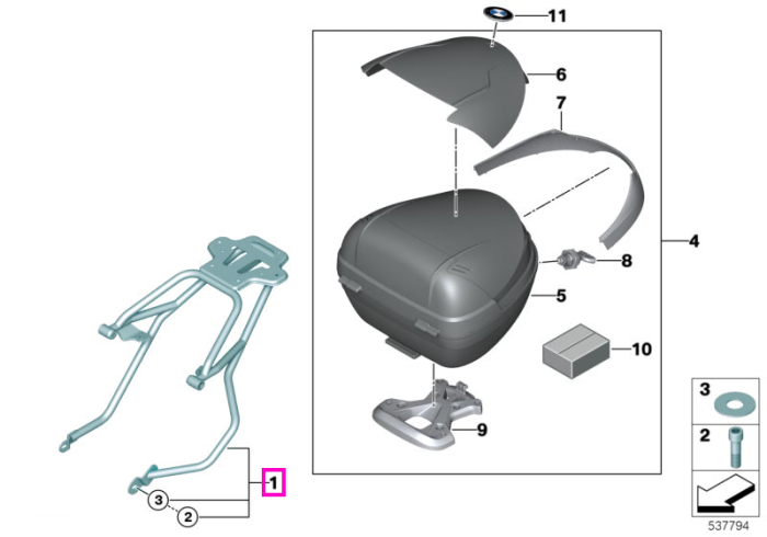 Platforma portbagaj (suport topcase) – BMW Motorrad K06 (CE 02)