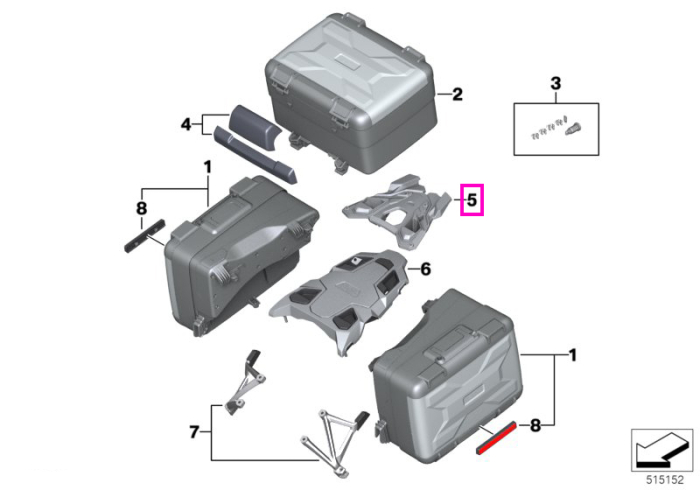Set suport topcase, otel inoxidabil - BMW Motorrad K50 (R 1200 GS, R 1250 GS) - tip motor A74