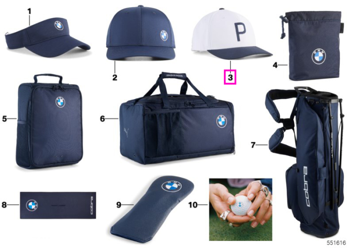 Sapca golf PUMA x BMW Crafted P Cap, alba cu bleumarin - BMW