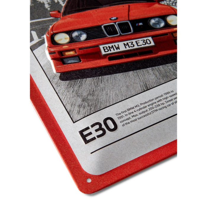 Placa metalica decorativa BMW M3 E30, rosu, 20 x 30 cm - BMW