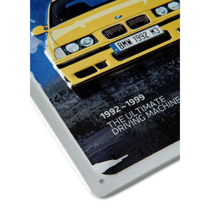 Placa metalica decorativa BMW M3 E36, alb, 20 x 30 cm - BMW