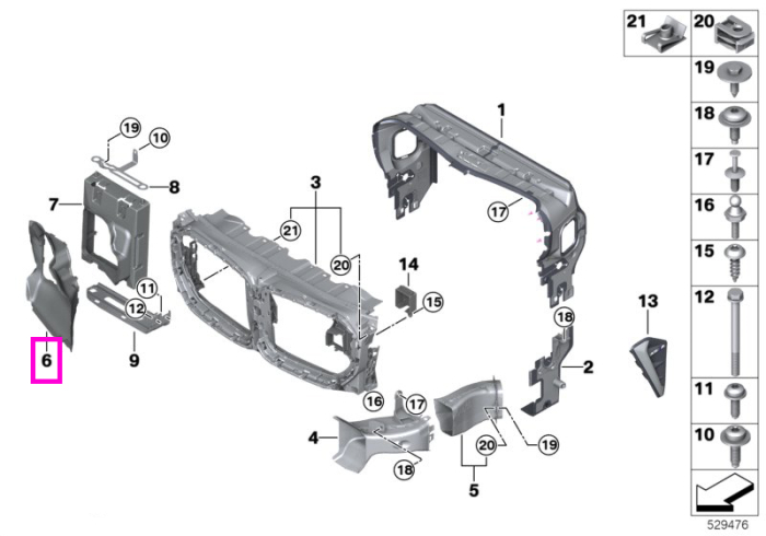 Ornament aer racire radiator, partea dreapta – BMW X5M F95 LCI; X6M F96 LCI