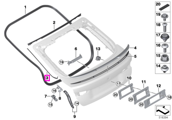 Garnitura etansare luneta, partea stanga – BMW Seria 4 G26; i4 G26