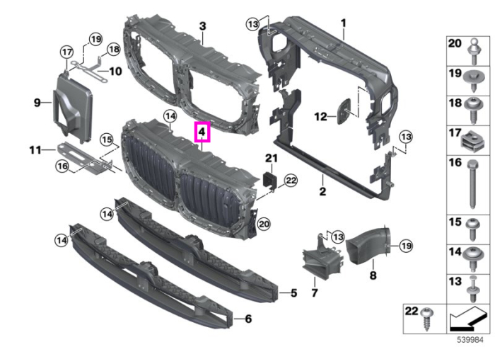 Ansamblu grila frontala radiator cu clapete aer – BMW X5 G05