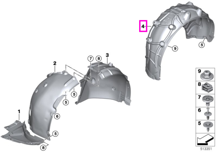 Carenaj aripa spate, partea dreapta – BMW i4 G26