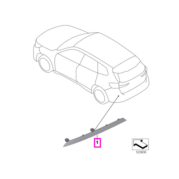 Ornament reflectorizant/Catadioptru bara spate, stanga – BMW X1 U11